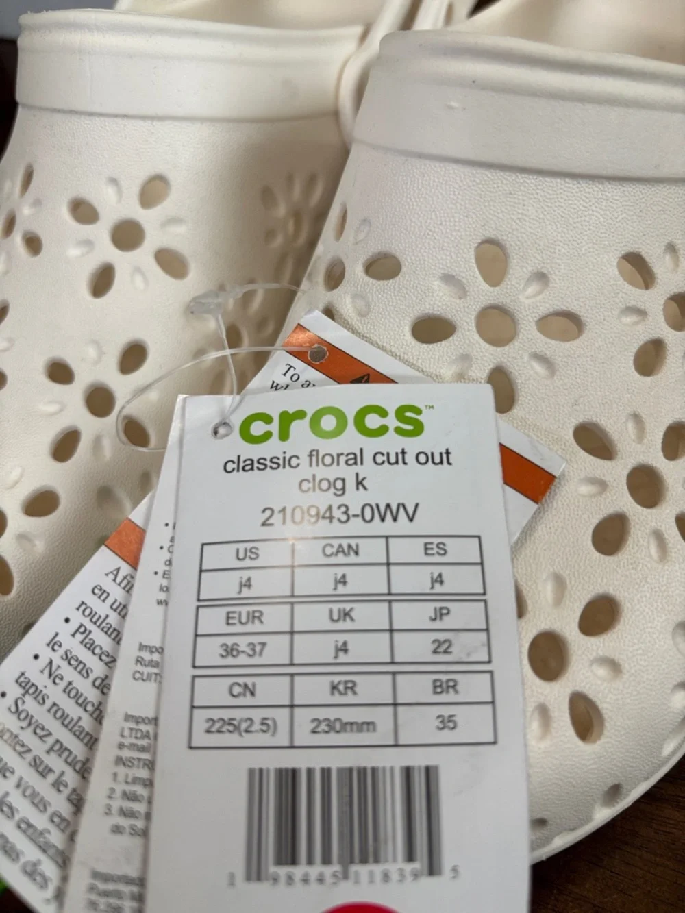 CROCS Classic Floral Cutout Clog in White